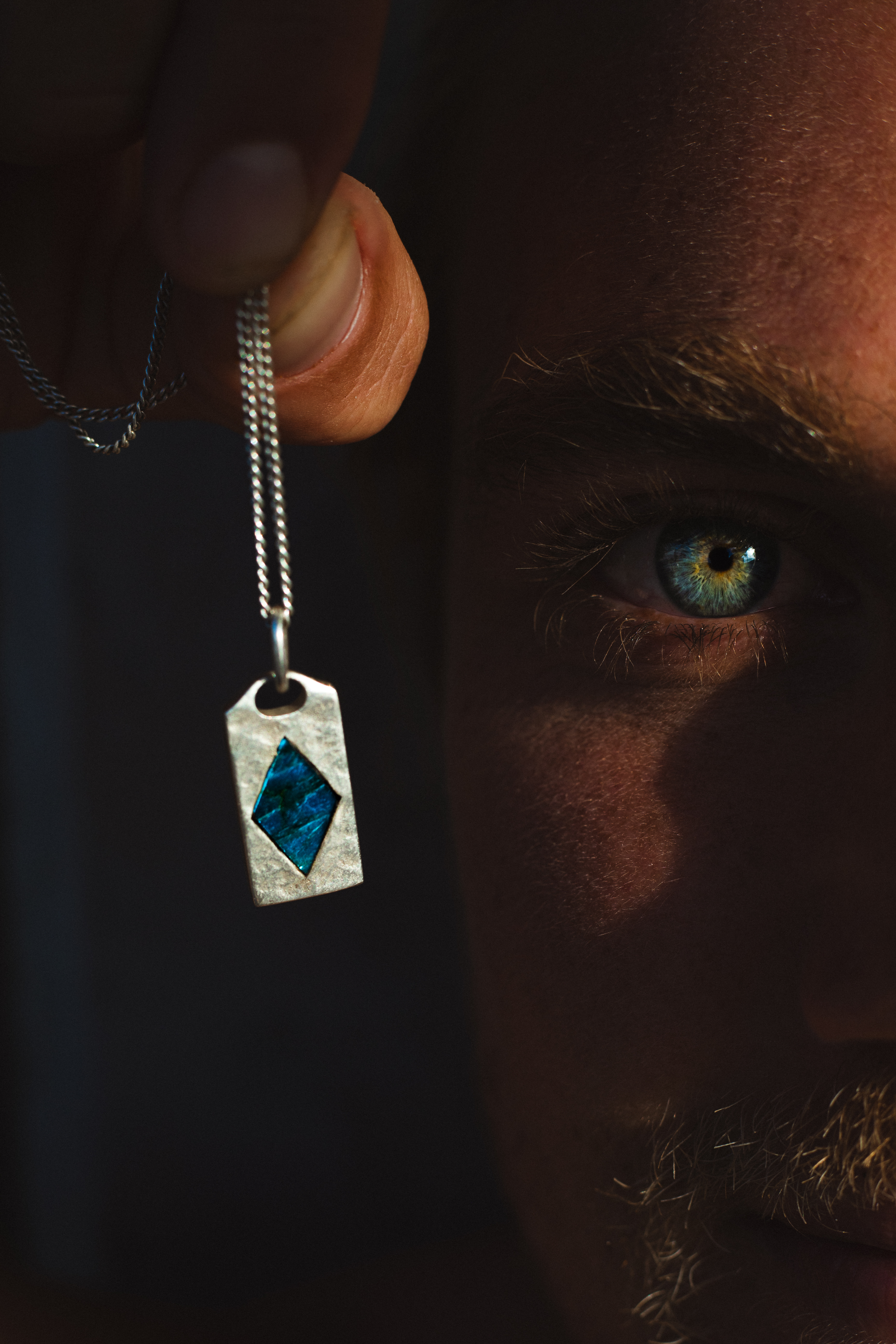 The maker of Veldt Jewellery, with the Diamond Labradorite pendant