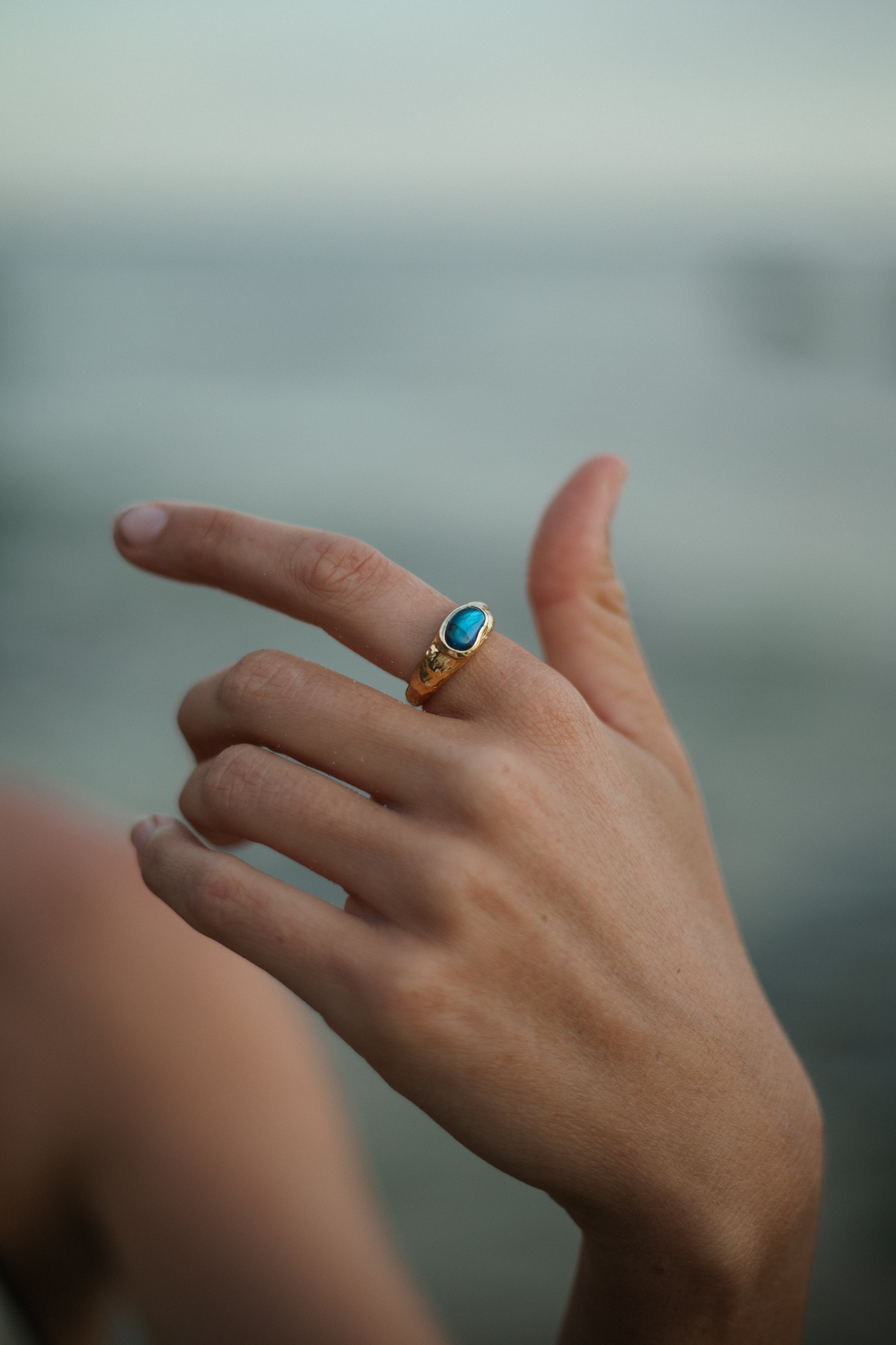 JARA Gold plate 925 with Labradorite stone worn